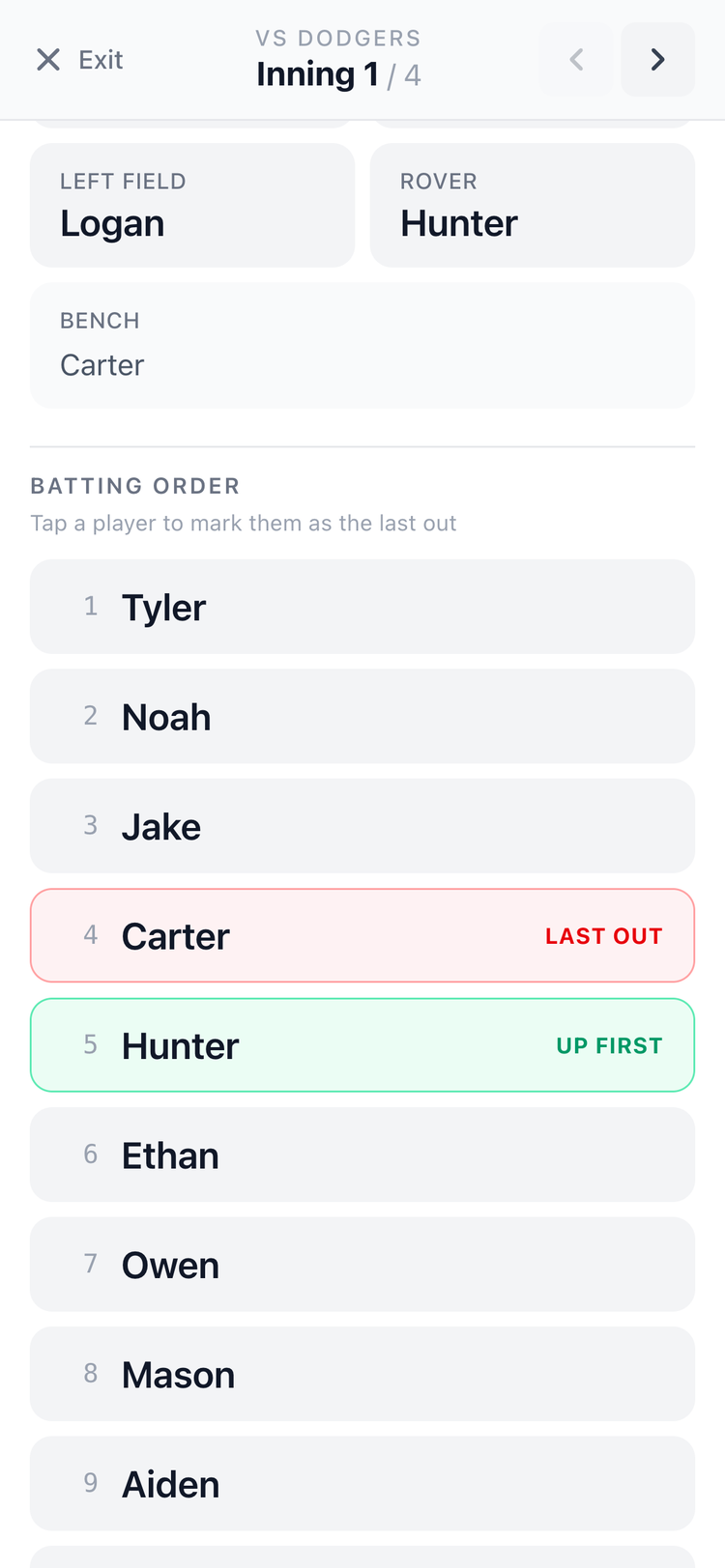 Screenshot: GameCard Live In-Game Last Out Marker