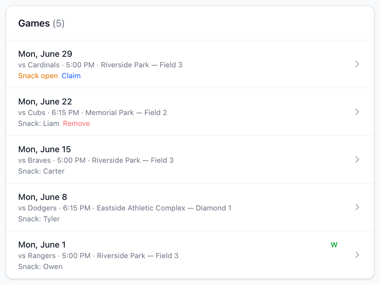 Screenshot: GameCard Parent Games List View
